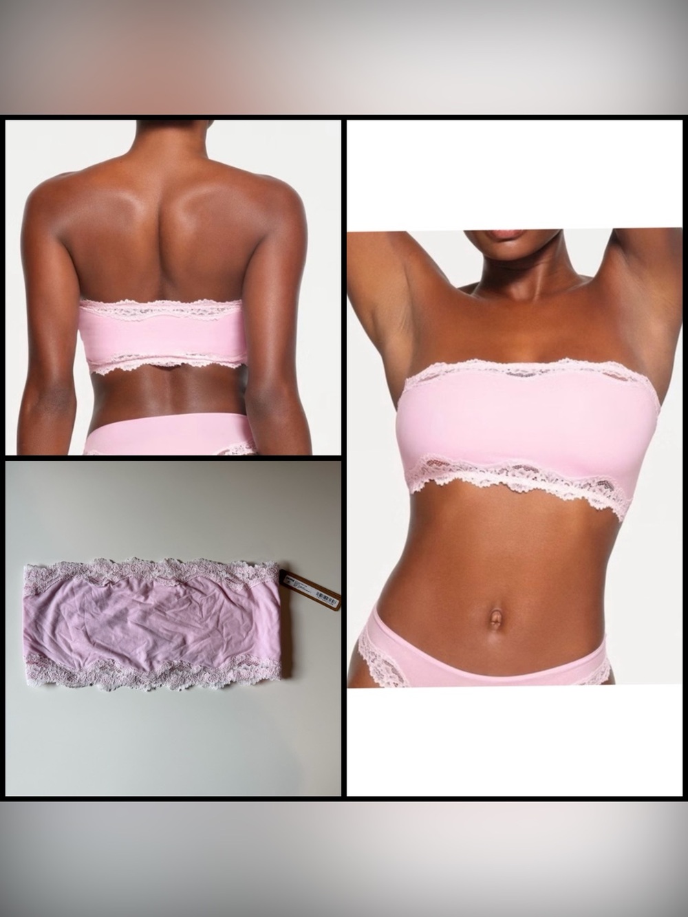 SKIMS Light Pink Lace-Trim Bandeau M NWT